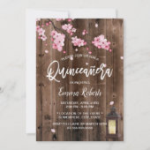 Vintag Lantern Pink Blütenholz Quinceanera Einladung (Vorderseite)