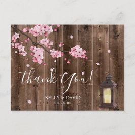 Vintag Lantern Pink Floral Wedding Vielen Dank Postkarte