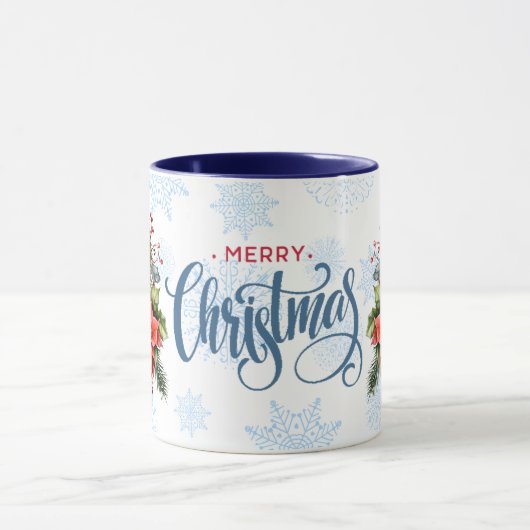 Vintag Lantern Poinsettia Christmas Bouquet Tasse (Zentrum)