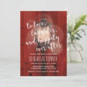 Vintag Lantern Roter Barn Probe Abendessen Einladung (Stehend Vorderseite)