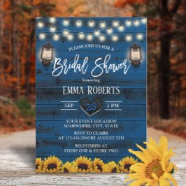 Vintag Lantern Sonnenblumennavy Brautparty Einladung