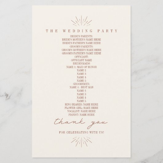 Vintag Lantern Terracotta Rustic Wedding Program (Rückseite)