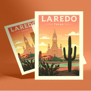 Vintag Laredo Texas Postkarte