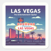 Vintag Las Vegas Nevada Quadratischer Aufkleber (Vorderseite)