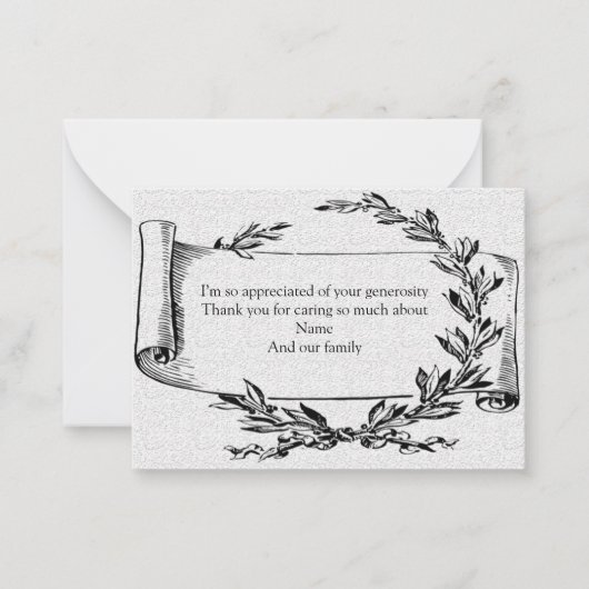 Vintag Laurel Banner After Funerod Dankeschön Kart Mitteilungskarte (Vorderseite)