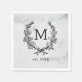 Vintag Laurel Mit Monogramm Personalisiert Serviette (Vorderseite)