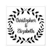 Vintag Laurel Wreath | Einfacher Name des Hochzeit Permastempel (Design)