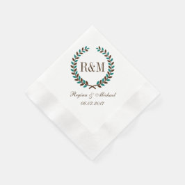 Vintag Laurel Wreath Wedgram Napkin Serviette