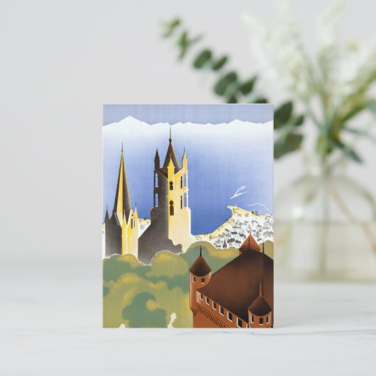 Vintag Lausanne-Ouchy Schweiz Reisen Postkarte (Stehend Vorderseite)