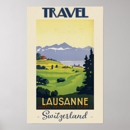 Vintag Lausanne Schweiz Reisen Poster (Vorne)