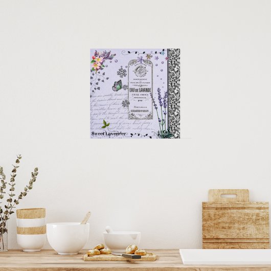 Vintag Lavendel Collage Poster (Küche)
