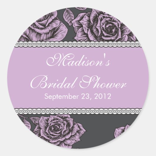 Vintag Lavendel Rose Brautparty Aufkleber (Vorderseite)