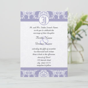 Vintag Lavender Damask Ihr Foto Hochzeit lädt ein Einladung