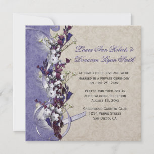 Vintag Lavender Lila Elfenbeinblume Post Hochzeit Einladung