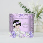 Vintag Lavender Lila Gray Baby Shower Girl Einladung (Stehend Vorderseite)