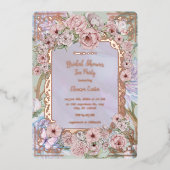 Vintag Lavender Peony Brautparty Tea Party Folieneinladung (Vorderseite)
