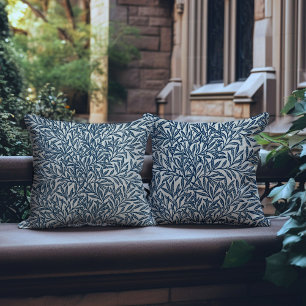 Vintag Leaf Motif Blue William Morris Pillow Kissen