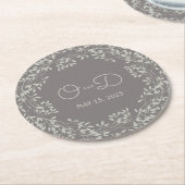 Vintag Leafy Wreath Wedding Runder Pappuntersetzer (Angewinkelt)