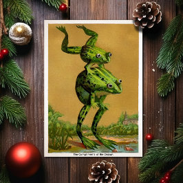 Vintag Leap Frosch Weihnachtskarte Feiertagskarte