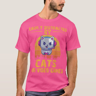 Vintag, leicht von Katzen und Videospielen abgelen T-Shirt