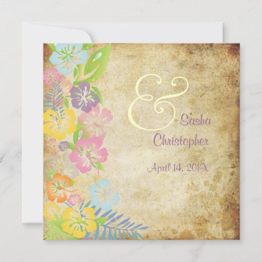 Vintag/Leis/Luau/HibiscusEinladung Hochzeit Einladung (Vorderseite)