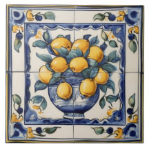 Vintag Lemon Art Traditionelle Blaue und Gelbe Zit