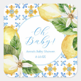 Vintag Lemon Baby Dusche Gefallen Quadratischer Aufkleber