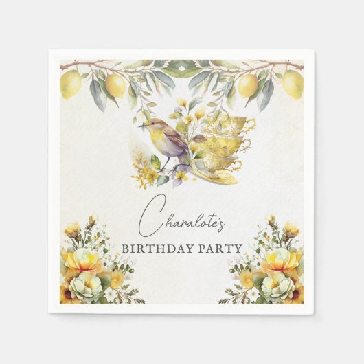 Vintag Lemon Birthday Tea Party Serviette (Vorderseite)