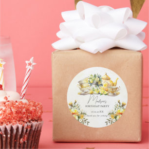 Vintag Lemon Birthday Tea Party Vielen Dank Runder Aufkleber