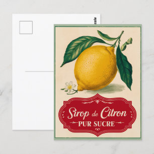 Vintag Lemon Botanisches Obst Postkarte