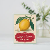 Vintag Lemon Botanisches Obst Postkarte (Stehend Vorderseite)