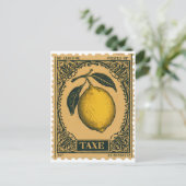Vintag Lemon Botanisches Obst Postkarte (Stehend Vorderseite)
