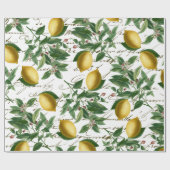 Vintag Lemon Branch French Script Fruit Geschenkpapier (Flach)