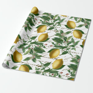 Vintag Lemon Branch French Script Fruit Geschenkpapier