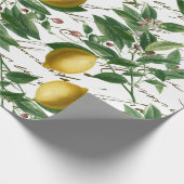 Vintag Lemon Branch French Script Fruit Geschenkpapier (Ecke)