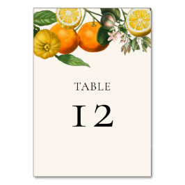 Vintag Lemon Orange Greenery Botanische Hochzeit Tischnummer