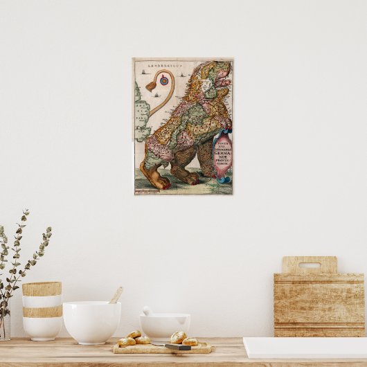 Vintag Leo Belgicus Map Poster (Küche)