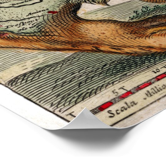 Vintag Leo Belgicus Map Poster (Ecke)