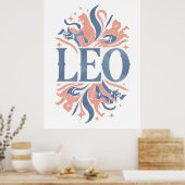 Vintag Leo Zodiac Sign Whimsical Illustration Poster (Küche)