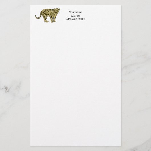 Vintag Leopard Cheetah Gepunktete Katze Zeichnend Briefpapier (Vorderseite)