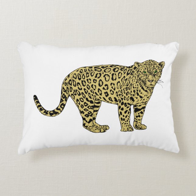 Vintag Leopard Cheetah Gepunktete Katze Zeichnend Dekokissen (Vorderseite)