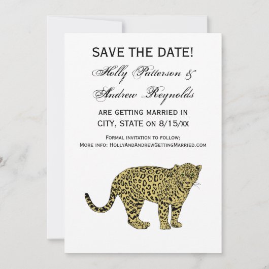 Vintag Leopard Cheetah Gepunktete Katze Zeichnend Einladung (Vorderseite)