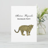 Vintag Leopard Cheetah Gepunktete Katze Zeichnend Einladung (Stehend Vorderseite)