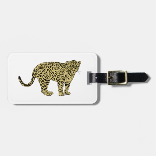Vintag Leopard Cheetah Gepunktete Katze Zeichnend Gepäckanhänger (Vorderseite horizontal)