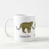 Vintag Leopard Cheetah Gepunktete Katze Zeichnend Kaffeetasse (Links)