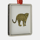 Vintag Leopard Cheetah Gepunktete Katze Zeichnend Silbernes Ornament (Rechts)