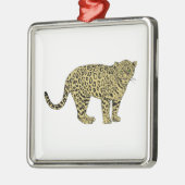 Vintag Leopard Cheetah Gepunktete Katze Zeichnend Silbernes Ornament (Links)