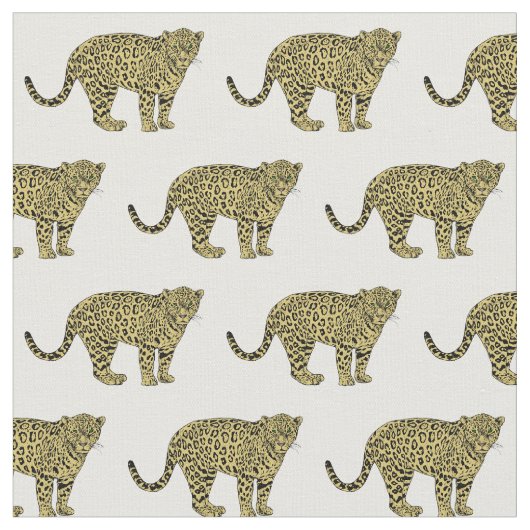 Vintag Leopard Cheetah Gepunktete Katze Zeichnend Stoff (Nahaufnahme)