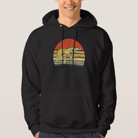Vintag Leopard Gecko Retro Sunset Lizard Reptile Hoodie (Vorderseite)