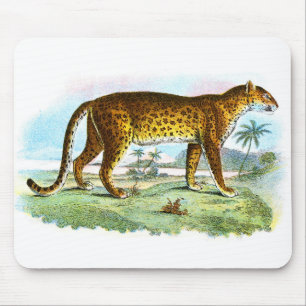 Vintag Leopard Illustration Mousepad